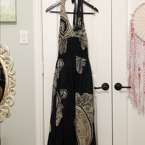 BCBG Black and Tan halter dress